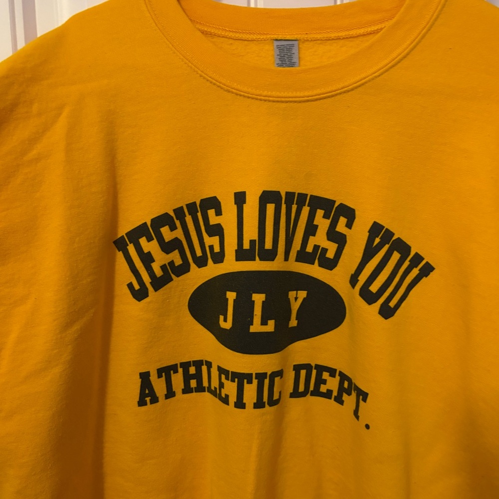 Jesus Loves You Yellow Graphic Sweatshirt